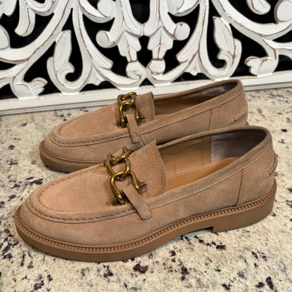 Steve Madden Karmine Suede Loafers Size 9 Tan